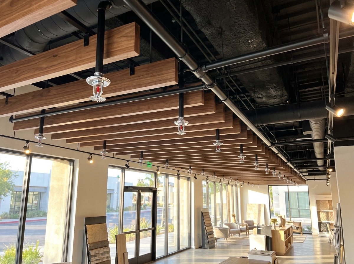 Wet-pipe sprinkler system in a commercial building in Fresno, CA